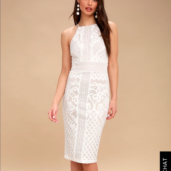 Lulus Dresses & Skirts - Lulus primrose nude and white lace midi dress NWT